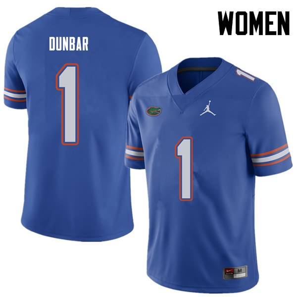 Women's NCAA Florida Gators Quinton Dunbar #1 Stitched Authentic Jordan Brand Royal College Football Jersey KQB0865MN